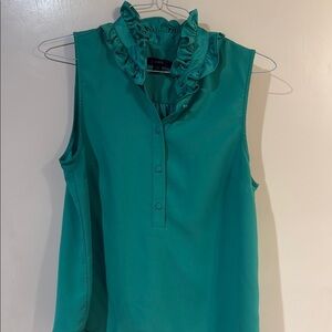 J. Crew Sleeveless Ruffle Blouse - Turquoise